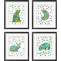 Framed 'Polka Dot Watercolor Animals 4 Piece Framed Art Print Set' border=