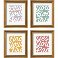 Framed 'Positivity 4 Piece Framed Art Print Set' border=