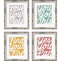 Framed 'Positivity 4 Piece Framed Art Print Set' border=