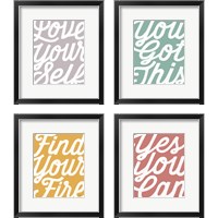 Framed 'Positivity 4 Piece Framed Art Print Set' border=