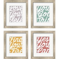 Framed 'Positivity 4 Piece Framed Art Print Set' border=