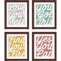 Framed 'Positivity 4 Piece Framed Art Print Set' border=