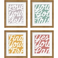 Framed 'Positivity 4 Piece Framed Art Print Set' border=