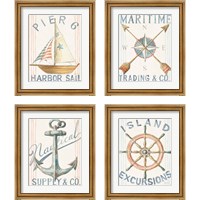 Framed 'Floursack Nautical  4 Piece Framed Art Print Set' border=