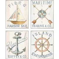 Framed 'Floursack Nautical  4 Piece Art Print Set' border=