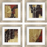 Framed 'Sun Stems Tile 4 Piece Framed Art Print Set' border=