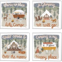 Framed 'Gone Glamping 4 Piece Canvas Print Set' border=