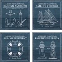 Framed 'Vintage Sailing Knots 4 Piece Art Print Set' border=
