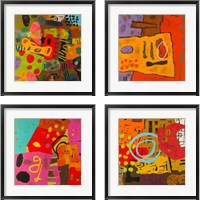 Framed 'Conversations in the Abstract 4 Piece Framed Art Print Set' border=