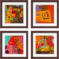 Framed 'Conversations in the Abstract 4 Piece Framed Art Print Set' border=