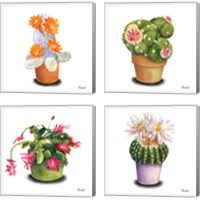 Framed 'Cactus Flowers 4 Piece Canvas Print Set' border=