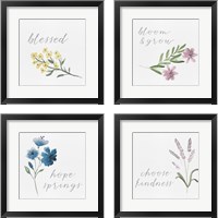 Framed 'Wildflowers and Sentiment 4 Piece Framed Art Print Set' border=