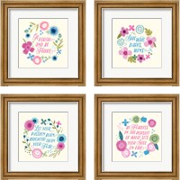 Framed 'Fierce Girl Pink 4 Piece Framed Art Print Set' border=