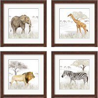 Framed 'Serengeti Wildlife 4 Piece Framed Art Print Set' border=