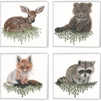 Framed 'Baby Forest Animal 4 Piece Canvas Print Set' border=