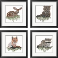 Framed 'Baby Forest Animal 4 Piece Framed Art Print Set' border=