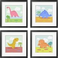 Framed 'Li'l Dino 4 Piece Framed Art Print Set' border=