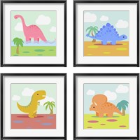 Framed 'Li'l Dino 4 Piece Framed Art Print Set' border=