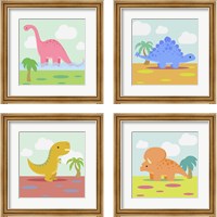 Framed 'Li'l Dino 4 Piece Framed Art Print Set' border=