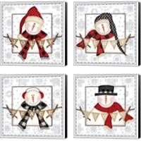 Framed 'Jolly Snowman 4 Piece Canvas Print Set' border=