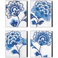 Framed 'Flora Chinoiserie  4 Piece Canvas Print Set' border=