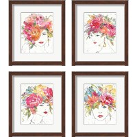 Framed 'Floral Figures 4 Piece Framed Art Print Set' border=