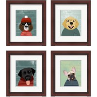 Framed 'Winter Dog 4 Piece Framed Art Print Set' border=