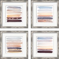 Framed 'Sunset Stripes 4 Piece Framed Art Print Set' border=