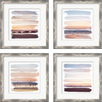 Framed 'Sunset Stripes 4 Piece Framed Art Print Set' border=