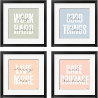 Framed 'Morning Affirmations 4 Piece Framed Art Print Set' border=