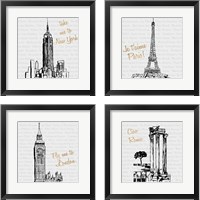 Framed 'Travel Pack 4 Piece Framed Art Print Set' border=