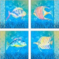 Framed 'Under the Sea 4 Piece Art Print Set' border=