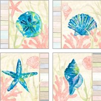 Framed 'Pastel Coastal 4 Piece Art Print Set' border=