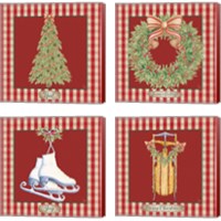 Framed 'Hometown Christmas 4 Piece Canvas Print Set' border=