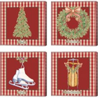 Framed 'Hometown Christmas 4 Piece Canvas Print Set' border=