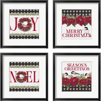 Framed 'Chickadee Christmas 4 Piece Framed Art Print Set' border=