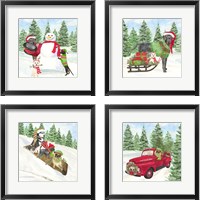 Framed 'Dog Days of Christmas 4 Piece Framed Art Print Set' border=