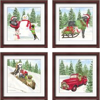 Framed 'Dog Days of Christmas 4 Piece Framed Art Print Set' border=