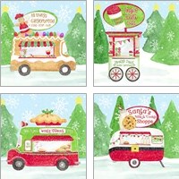 Framed 'Food Cart Christmas 4 Piece Art Print Set' border=