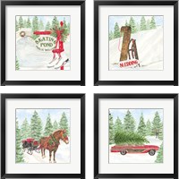 Framed 'Winter Fun 4 Piece Framed Art Print Set' border=