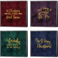 Framed 'All that Glitters for Christmas 4 Piece Canvas Print Set' border=