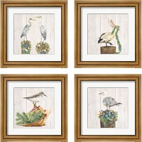 Framed 'Christmas on the Coast Aqua 4 Piece Framed Art Print Set' border=