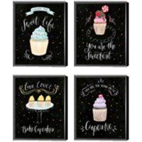 Framed 'Sweet Life Dark 4 Piece Canvas Print Set' border=