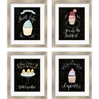 Framed 'Sweet Life Dark 4 Piece Framed Art Print Set' border=