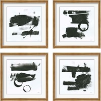 Framed 'Gold and Black Elements 4 Piece Framed Art Print Set' border=