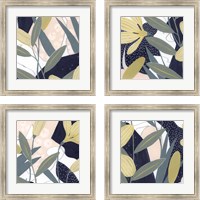 Framed 'Flores Noche 4 Piece Framed Art Print Set' border=