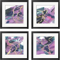 Framed 'Divided Violet 4 Piece Framed Art Print Set' border=