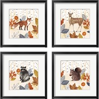 Framed 'Cozy Autumn Woodland 4 Piece Framed Art Print Set' border=