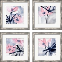 Framed 'Pink Water Lilies 4 Piece Framed Art Print Set' border=