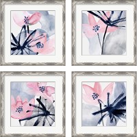 Framed 'Pink Water Lilies 4 Piece Framed Art Print Set' border=